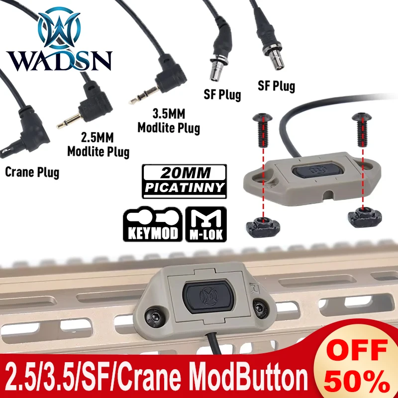 WADSN interruptor remoto de presión táctica doble función cola ModButton grúa enchufe PEQ15 DBAL A2 láser AR15 Airsoft M600  linterna