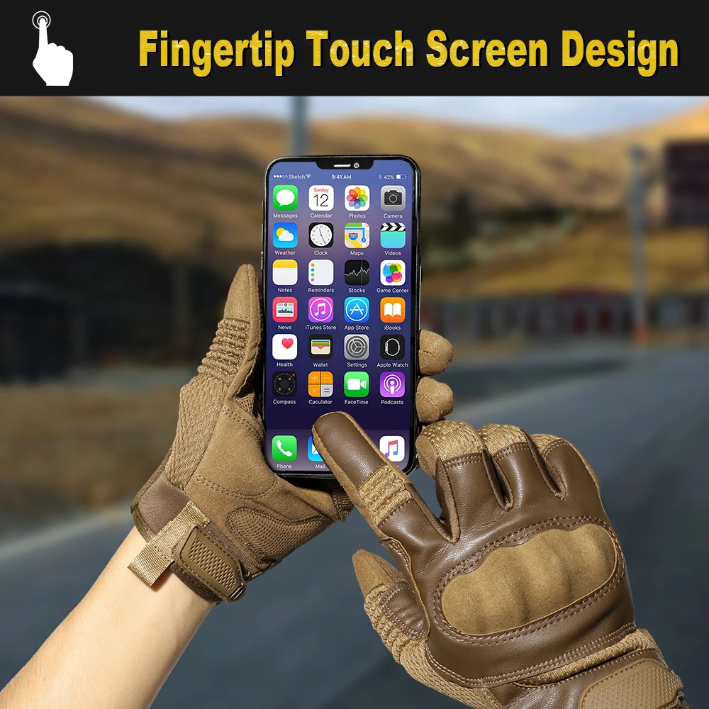 Guantes táctiles de dedo completo para motocicleta, equipo de protección de cuero PU para Motocross, carreras, motociclista, Enduro, hombres y mujeres - imagen 3