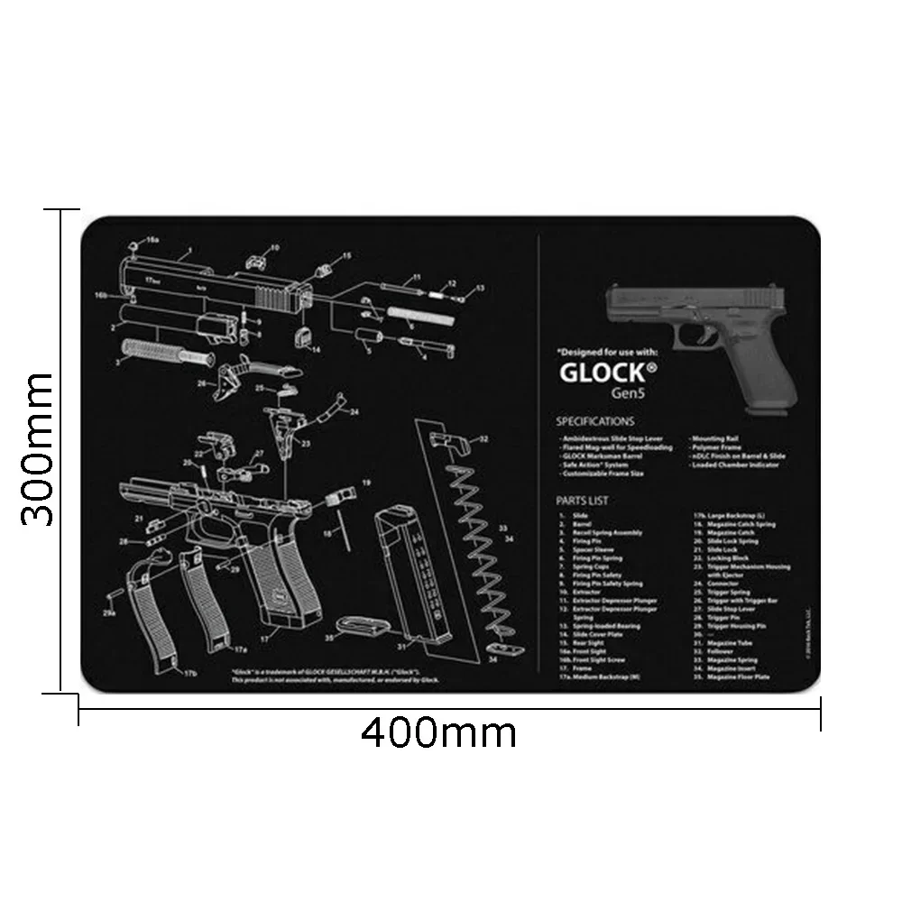Alfombrilla de goma para limpieza de pistola, accesorio táctico Beretta PX4, alfombrilla de ratón para Gen5 Glock 1911 P320, alfombrilla de ratón AR15 AK47 - imagen 3