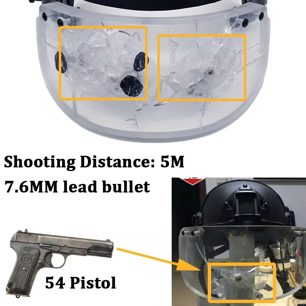 Casco Airsoft M88, protector facial balístico desmontable NIJ 3A, visera a prueba de balas, máscara, protección de cabeza a prueba de balas, Panel transparente - imagen 5