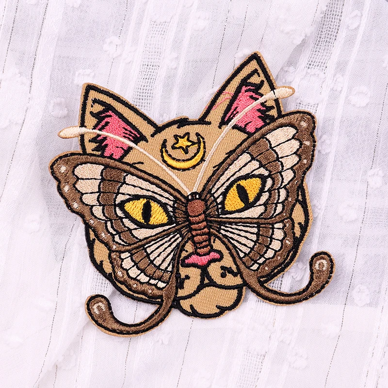 Parche bordado de animales de mariposa/gato, parche de terror Punk/calavera, parches para planchar para ropa, parches termoadhesivos para ropa DIY - imagen 3