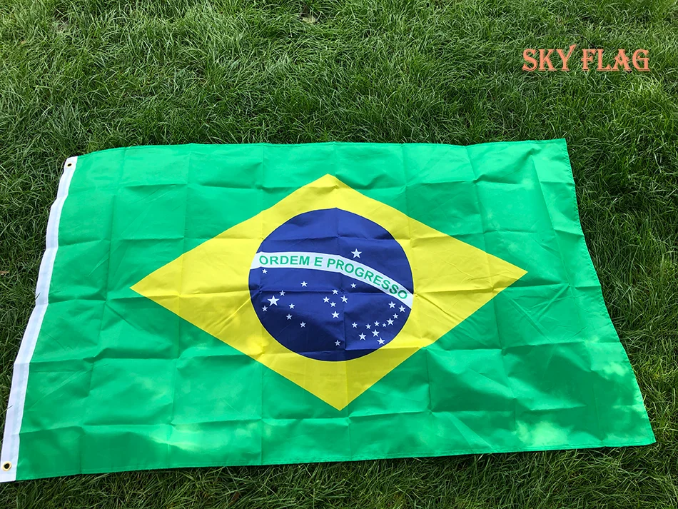 SKY FLAG Bandera grande de Brasil 90x150 cm Estampado digital de poliéster colgante Bandera brasileña de Brasil para celebración - imagen 2