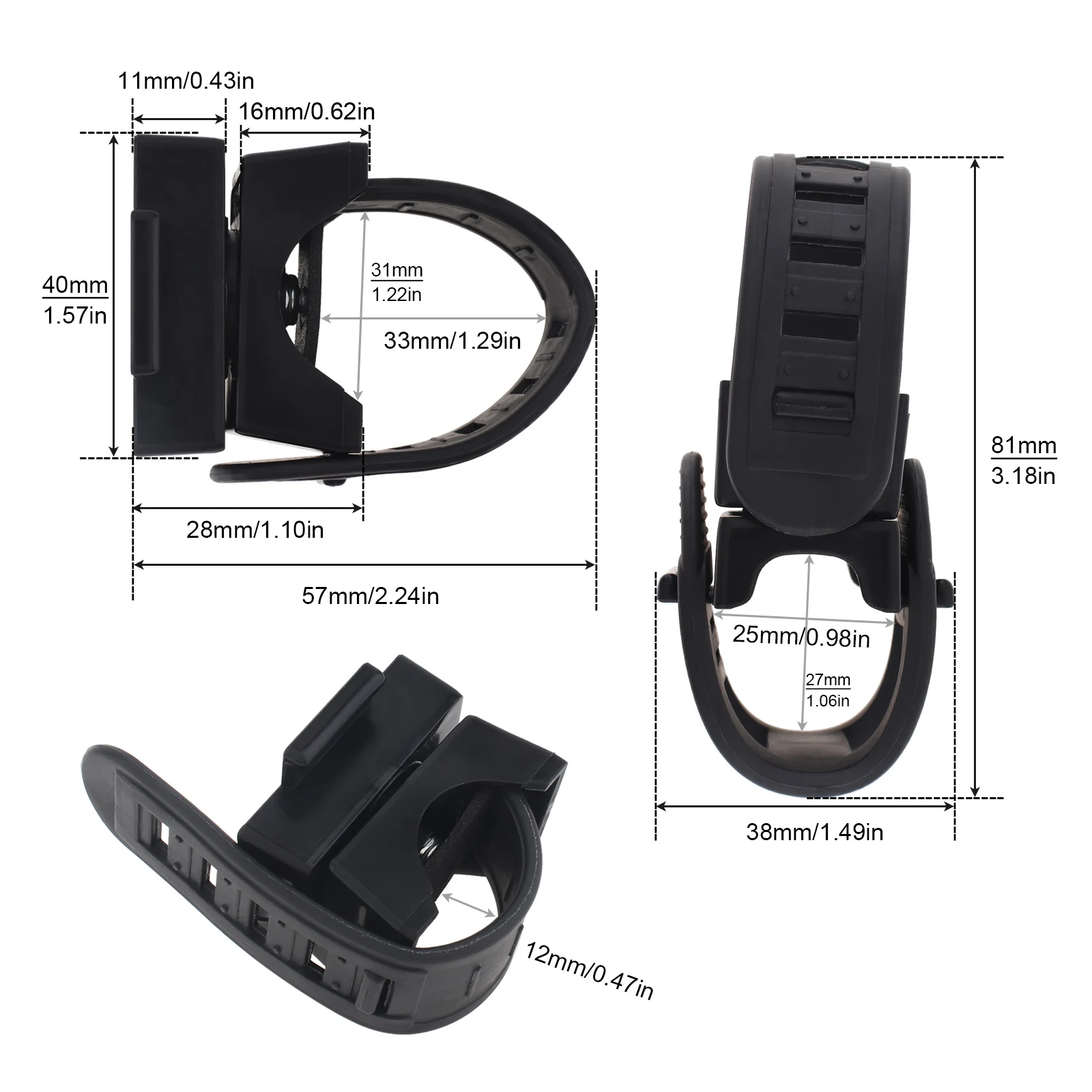 Soporte universal linterna bicicleta montaje 360° con correas ajustables - imagen 2