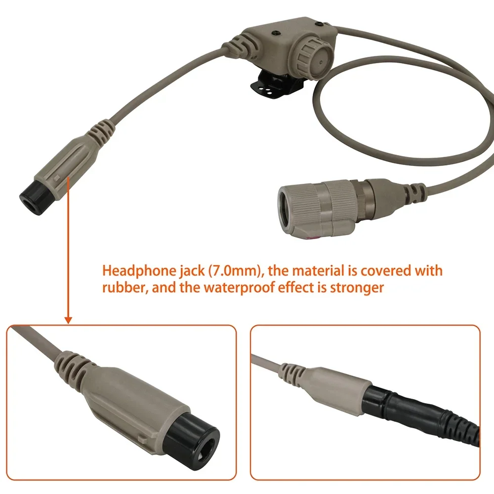 Adaptador de auriculares tácticos Ptt U94 Ptt enchufe de 6 pines para PRC148/PRC 152 militar Airsoft COMTA tiro caza auriculares - imagen 3
