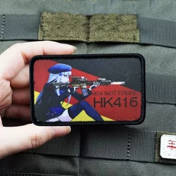404 NO FOUND HK416 parche para brazalete estampado en ropa insignia de moral de chica táctica gancho bucle parches militares mochila pegatina