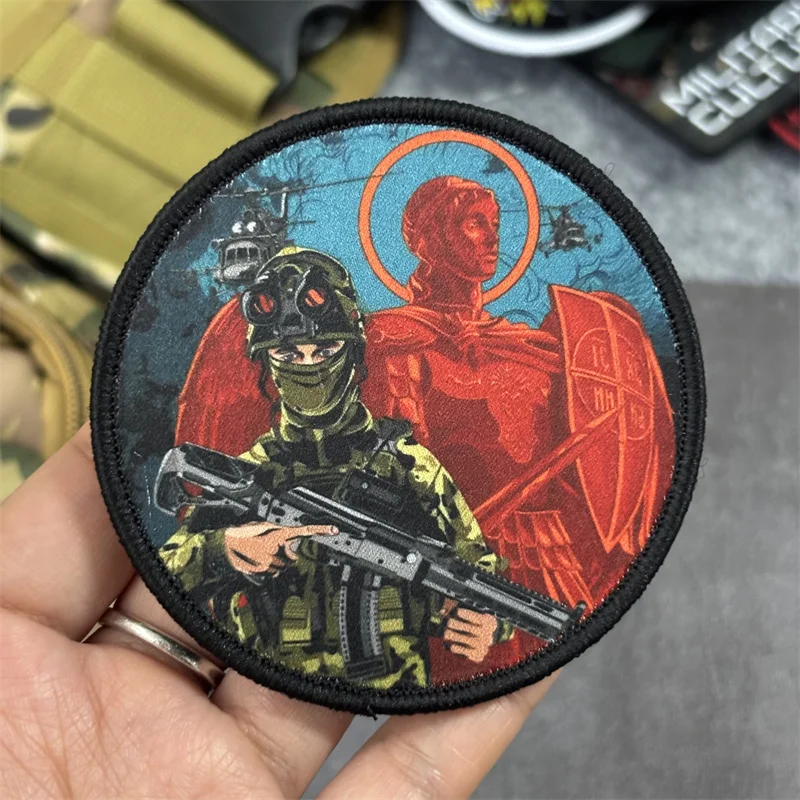 Parche estampado de "ángeles y Jesús", insignias de moral táctica, parches militares con gancho, pegatinas para mochila y ropa - imagen 2