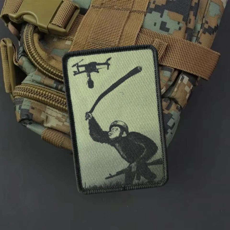 Parche de moral táctica para Dron de ataque orangután "Evolution", parche de gancho y bucle impreso, insignia del ejército militar, brazalete, pegatinas para mochila - imagen 4