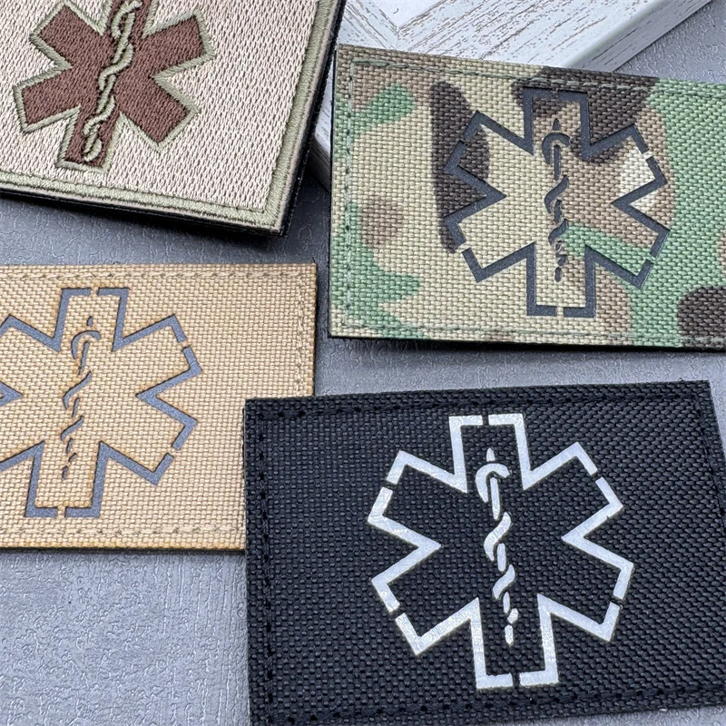 Parche reflectante IR de rescate médico Life Star, parche táctico médico de emergencia EMT EMS, insignias tácticas de gancho y bucle, Kit médico - imagen 5
