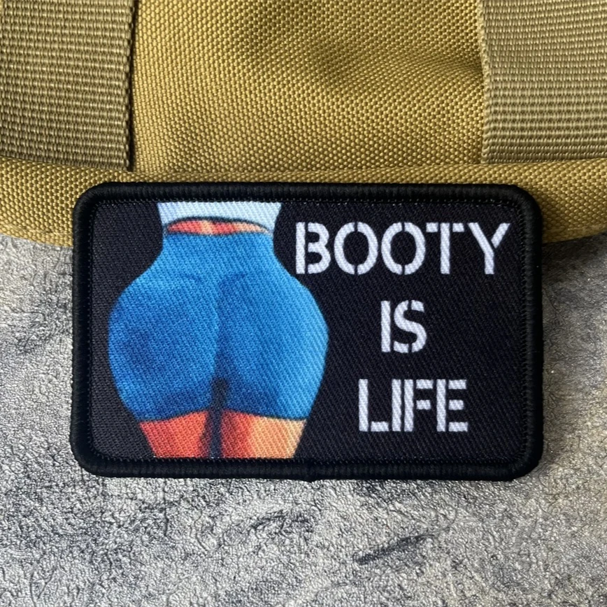 Booty Is Life Meme Fitness sentadillas divertido insignia de moral parche emblema militar brazalete táctico gancho bucle ropa mochila pegatinas