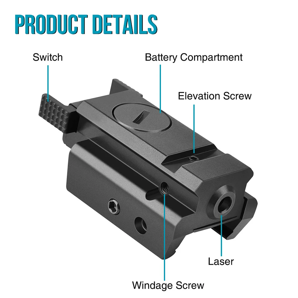 Puntero láser de punto rojo, pistola de carga tipo C, Rifle, caza, táctica, 20mm - imagen 3