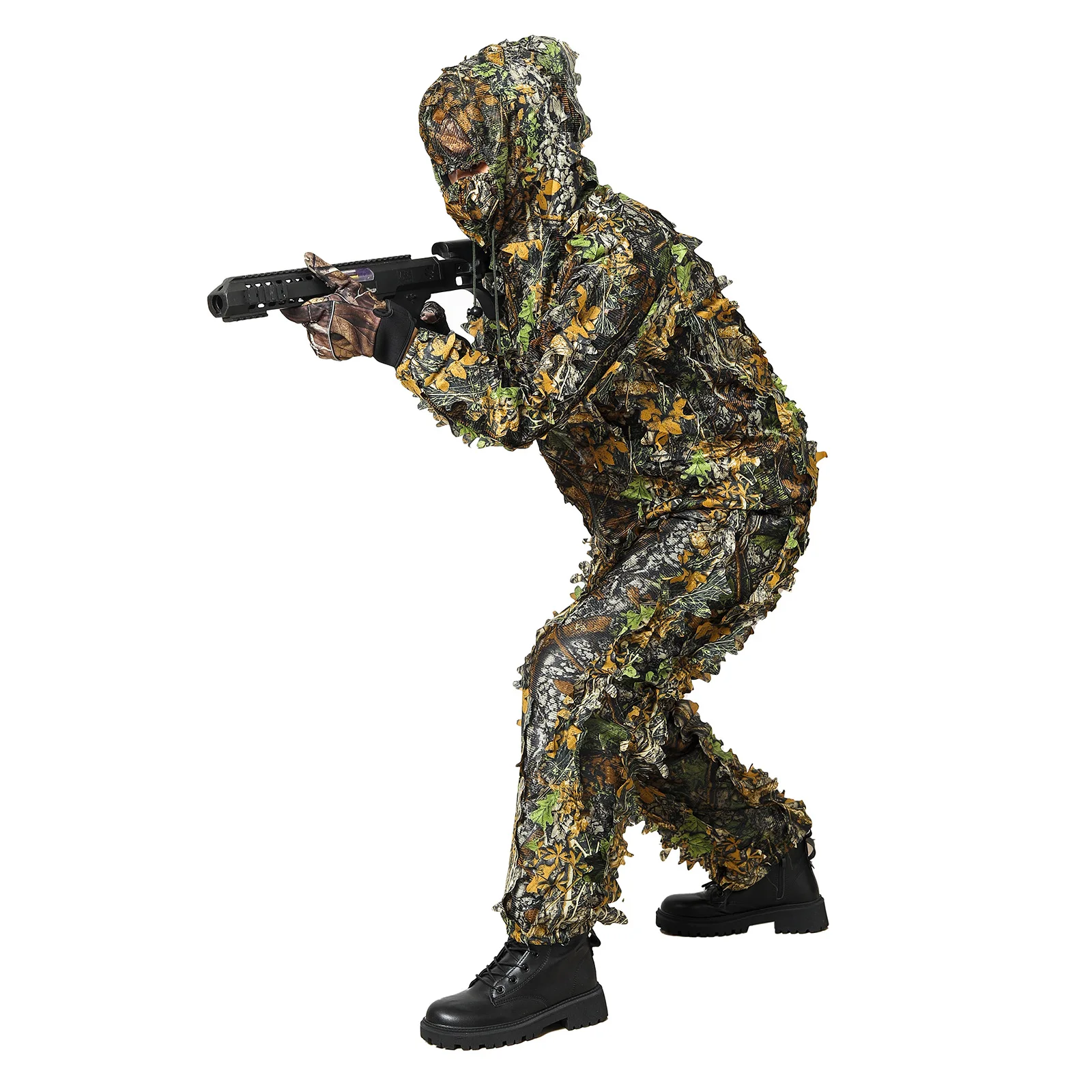 Traje táctico de camuflaje biónico de hoja de arce 3D para exteriores, conjunto de ropa de jungla, pantalones, chaqueta con capucha para niños, hombres y mujeres, caza - imagen 5