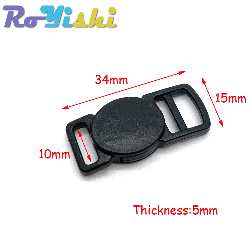 Hebillas de liberación negras, accesorio de plástico redondo para mascotas, pulsera de Paracord, bolsa de correas, accesorios de ropa - imagen 3