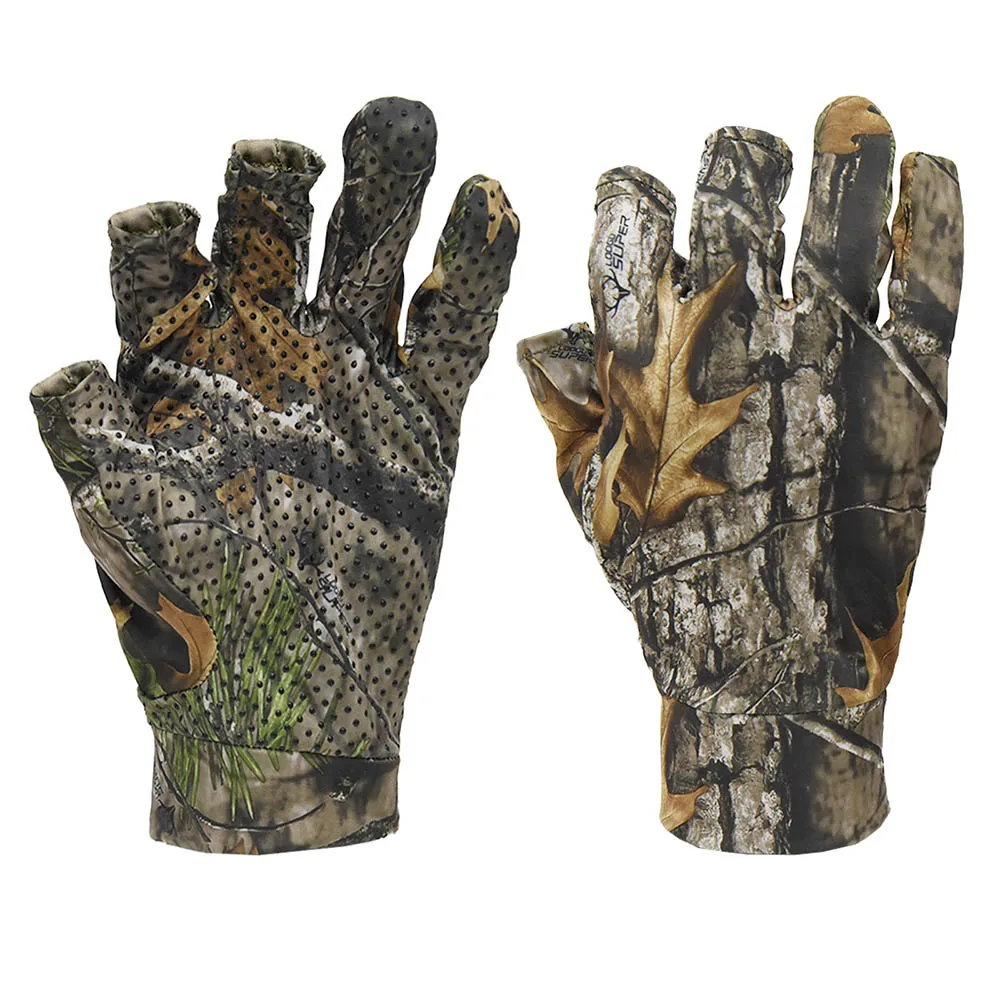 1 par de guantes de caza de camuflaje de hoja 3D, guantes biónicos de árbol, dedo completo, cómodos, antideslizantes, duraderos para caza al aire libre, pesca CS Sh - imagen 3