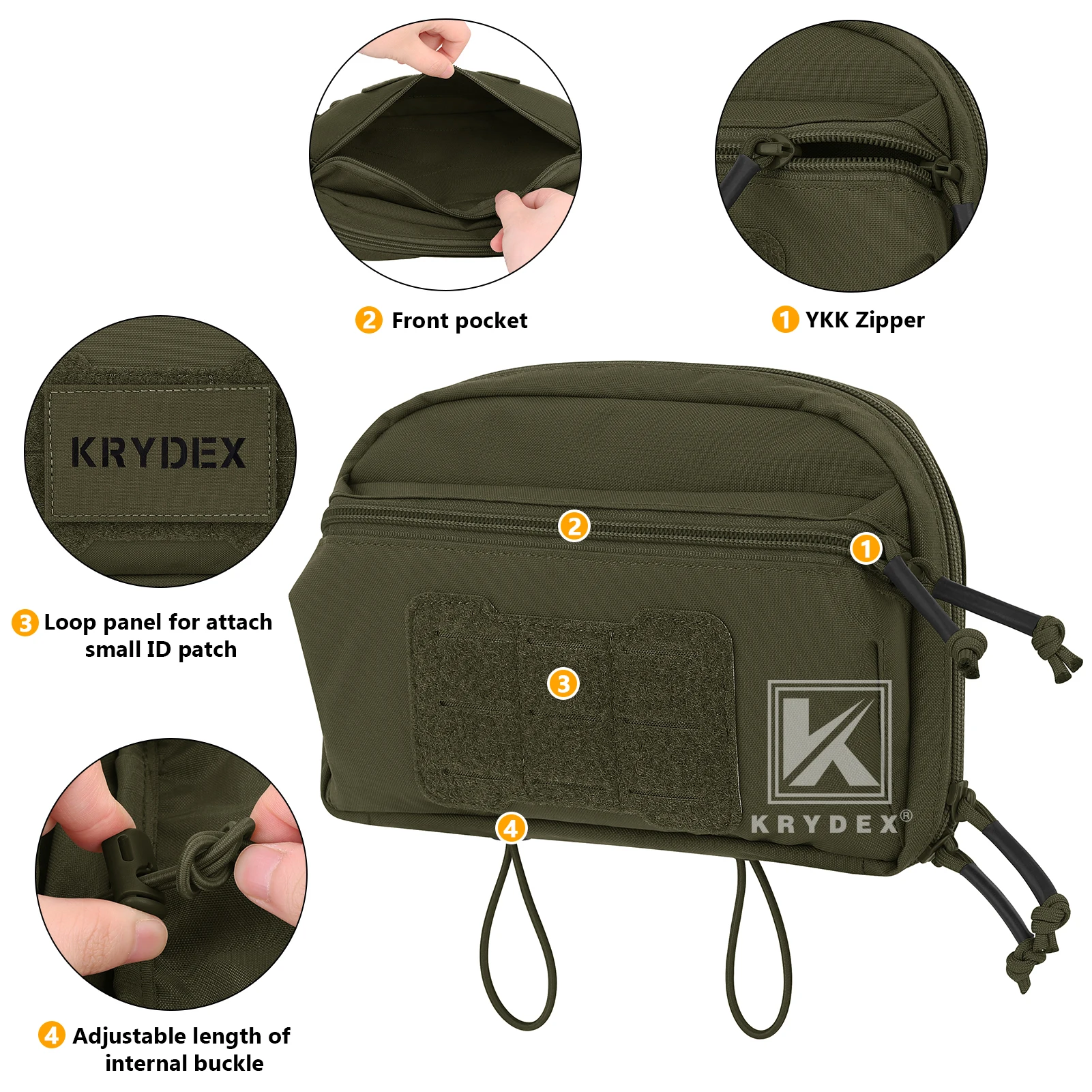Bolsa KRYDEX 500D GP, bolsa de utilidad MOLLE Modular, bolsa de bolsillo frontal para chaleco portador de placa y accesorios de aparejo de pecho - imagen 3