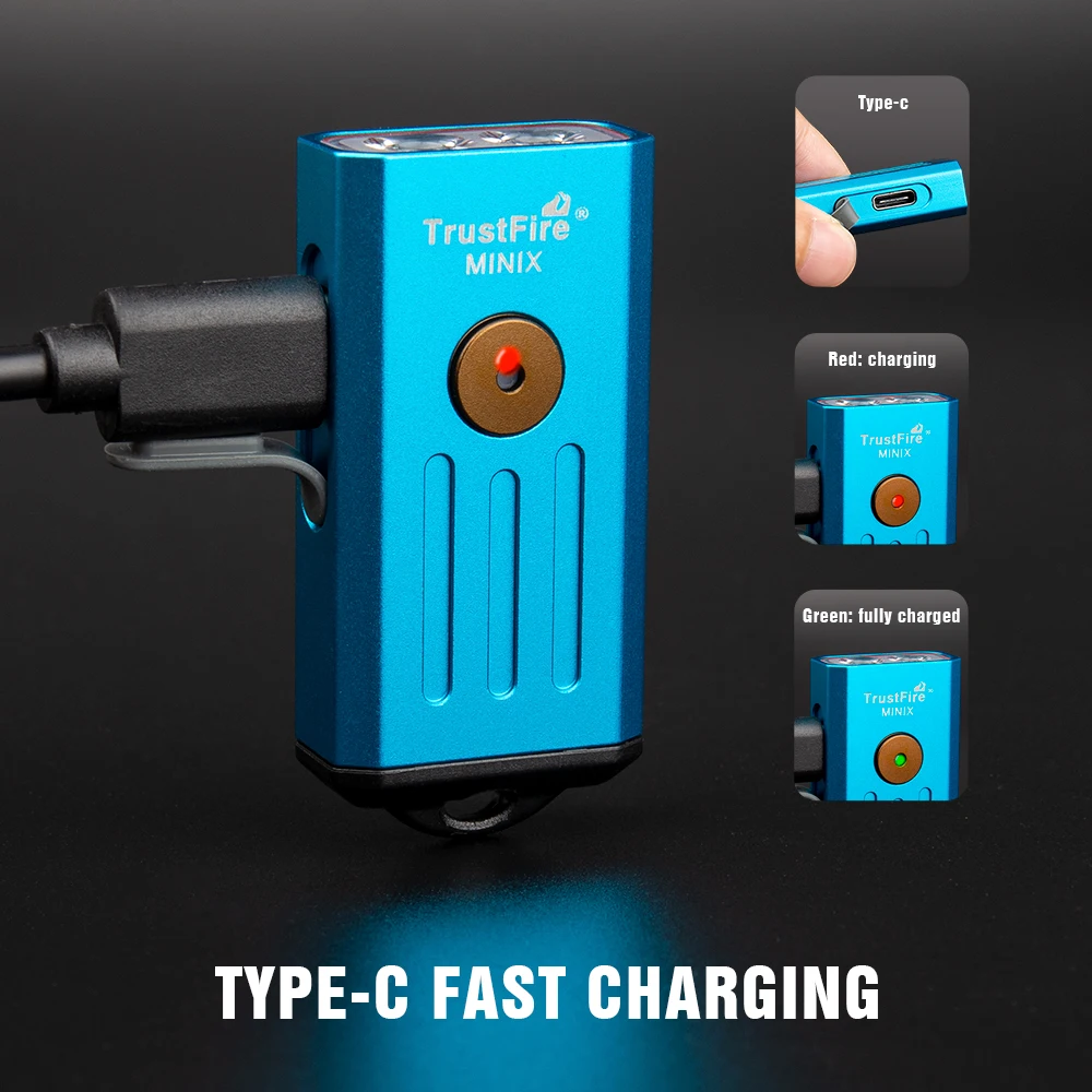 Trustfire Minix-linterna recargable EDC UV, minillavero tipo C con 4 modos de interruptor, lámparas de iluminación Led, 320 lúmenes, Rojo - imagen 5