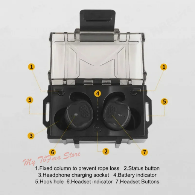 Auriculares tácticos Bluetooth 5,3, tapones para los oídos intrauditivos con reducción de ruido, protección auditiva para disparar - imagen 4