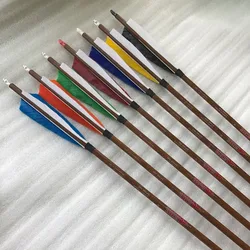 Flechas de carbono SP300 32" arco tradicional recurvo – Pluma de pavo
