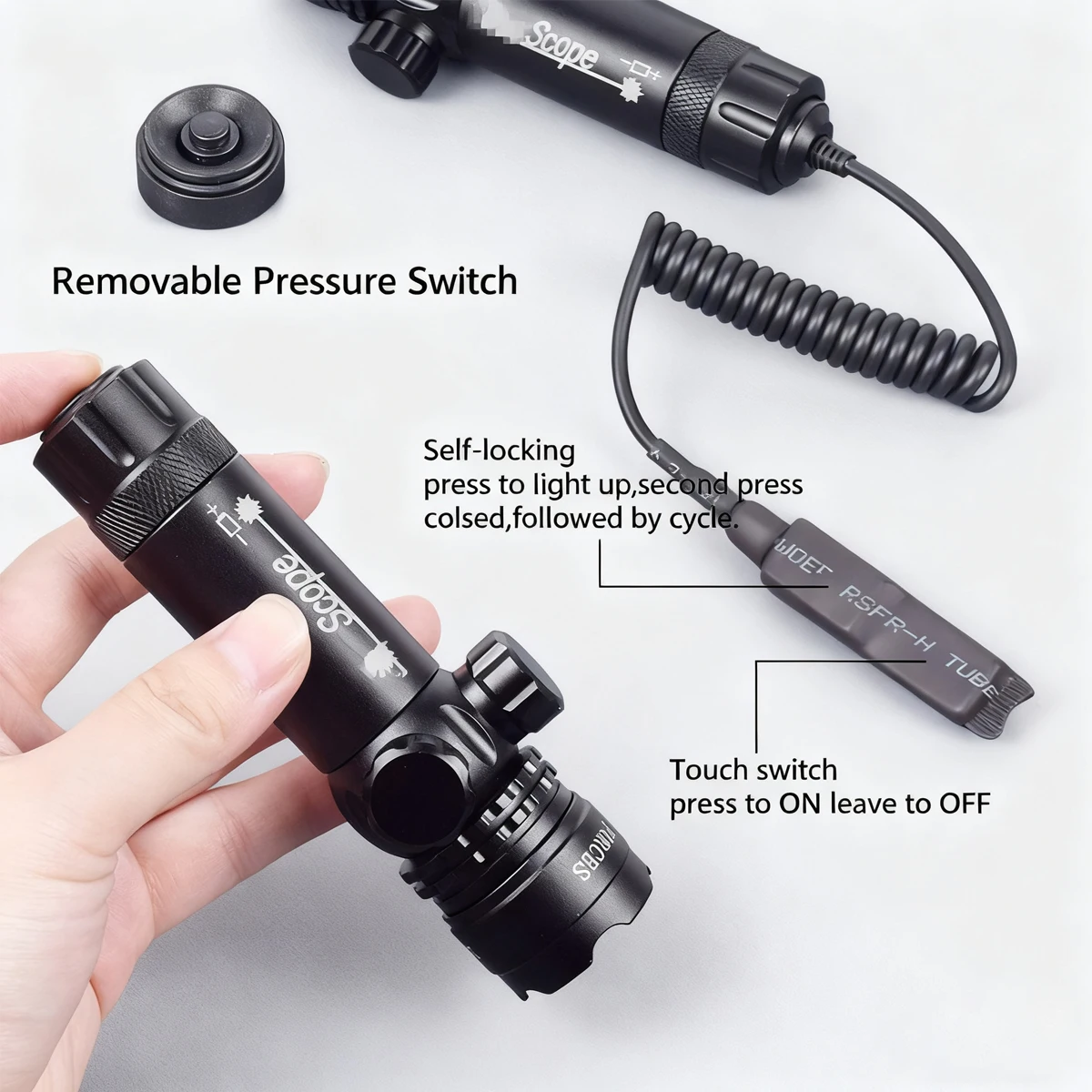 Rifle táctico Universal rojo verde Las ** luz 532nm mira LS luz con interruptor de presión Base de montaje accesorios para mira telescópica - imagen 2