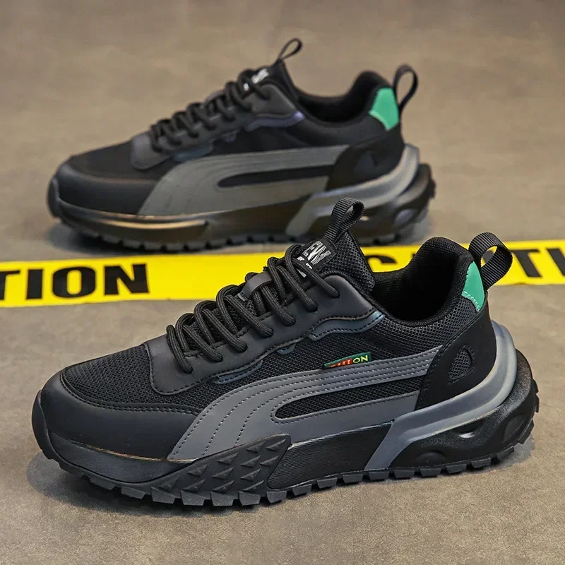 Zapatillas de deporte con cordones para hombre, zapatos vulcanizados transpirables 2024, zapatos de malla para correr al aire libre, Tenis masculinos resistentes al desgaste - imagen 3