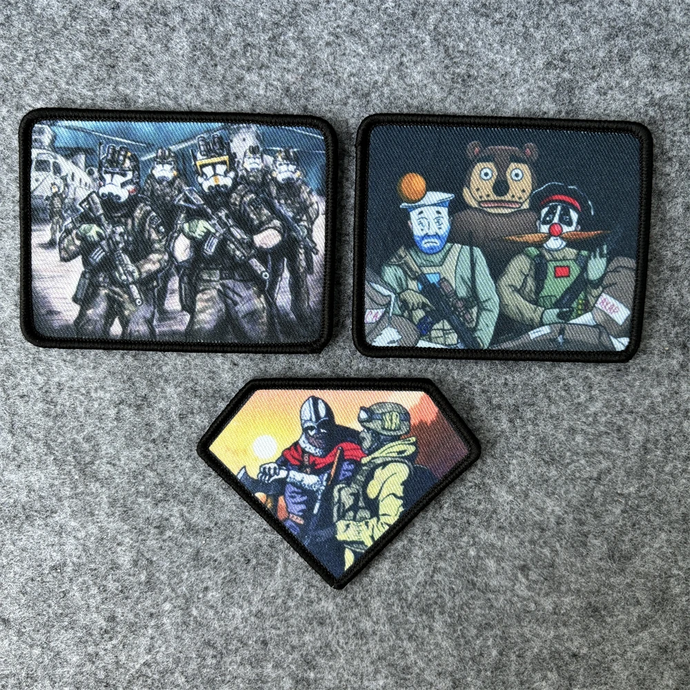 Parche táctico de calavera Punk de la muerte Retro, parches de gancho y bucle con estampado de Village of Operators, insignia de moral militar Klett, pegatinas para mochila - imagen 2