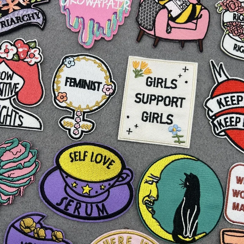 Parche bordado de letras, parche de dibujos animados, parches para planchar para ropa, parches termoadhesivos para ropa, pegatinas DIY