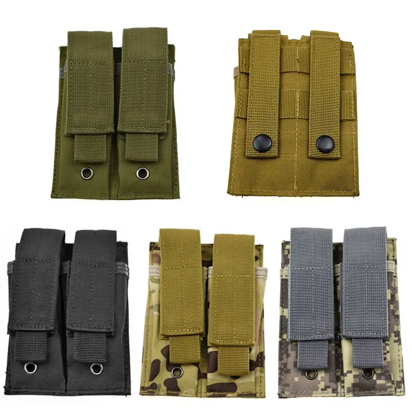 Pistolera táctica MOLLE doble cargador con soporte linterna - imagen 5