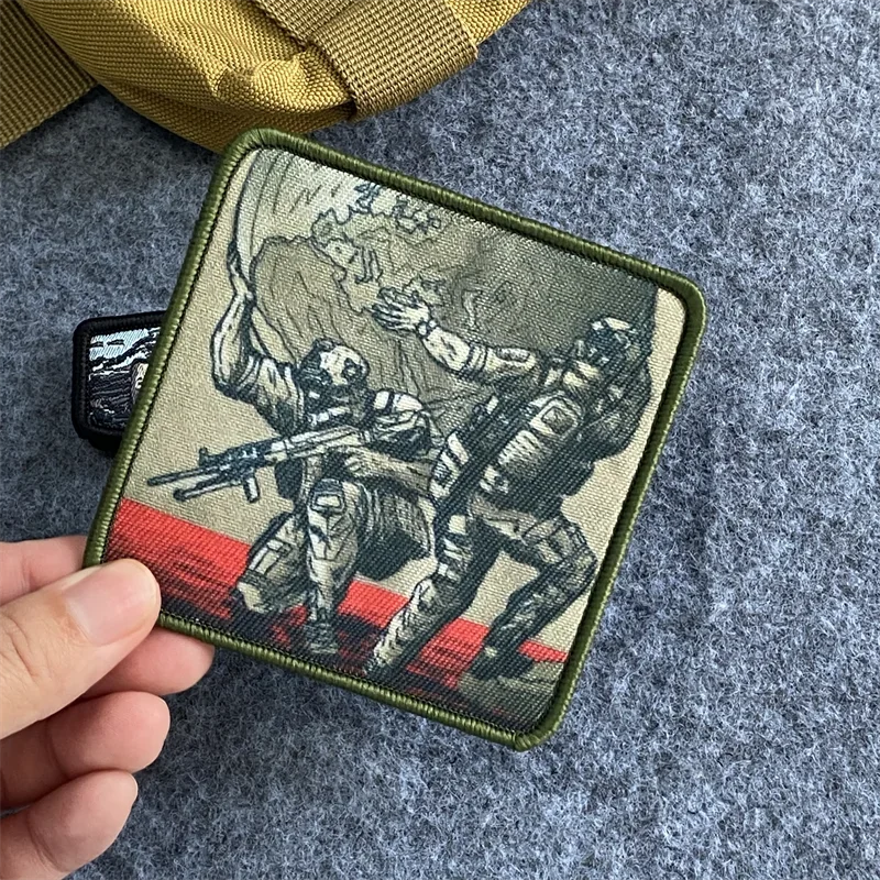 Insignia de moral táctica, parche de piedra de soporte de soldado de atlantala-no te deja ir, parches trenzados, pegatina de mochila de gancho y bucle - imagen 3