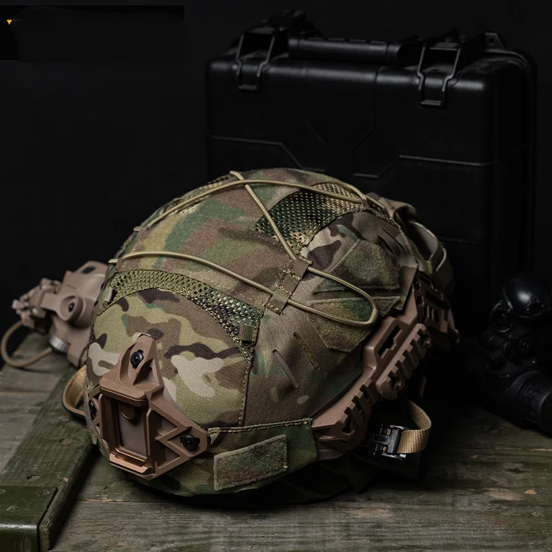 Táctico Airsoft camuflaje malla táctica Wendy3.0 casco tela corte láser gancho y bucle cubierta piel NVG soporte para bolsa de batería - imagen 4