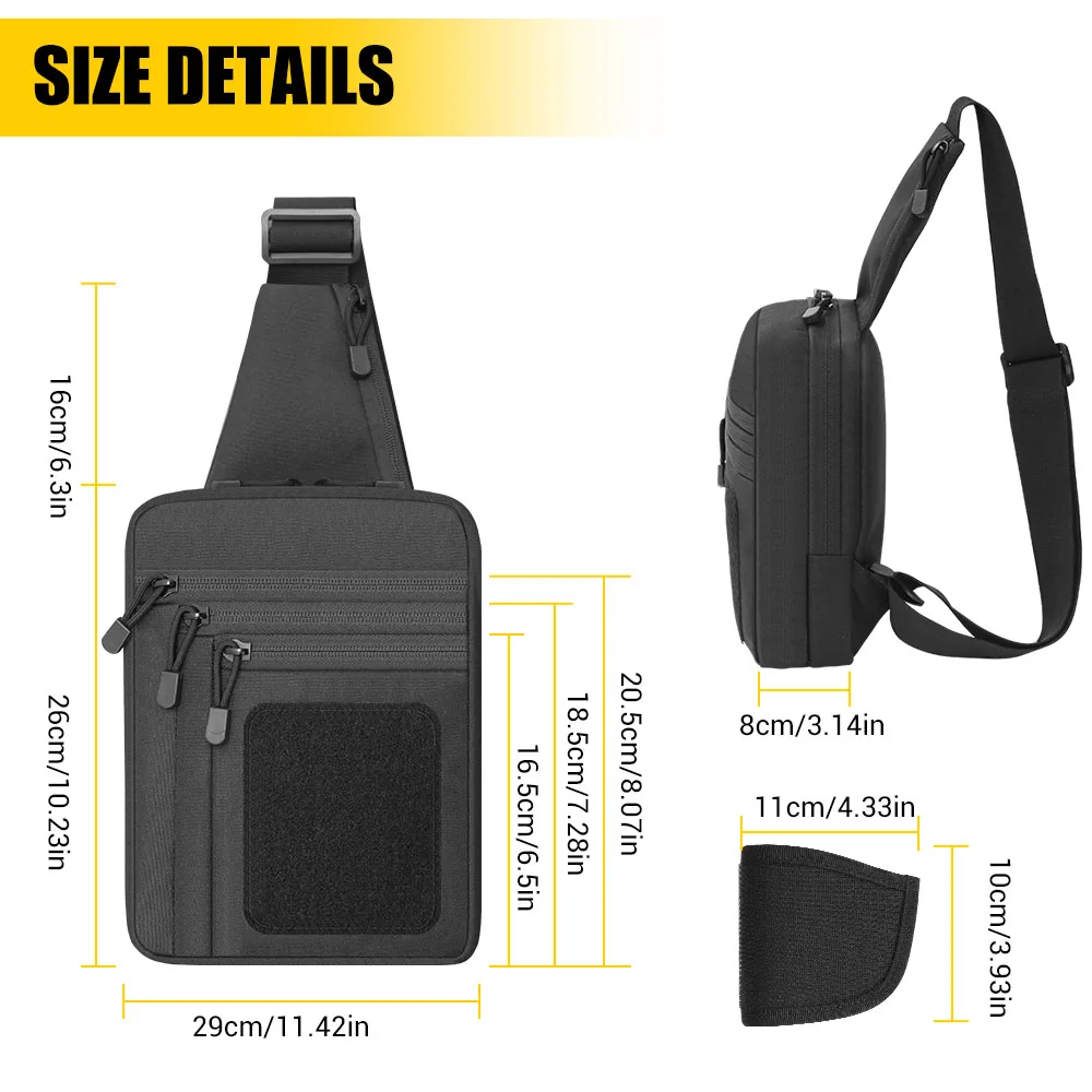 Paquete de pecho táctico, funda para pistola de apertura rápida, bolso cruzado, bolso de pistola de transporte oculto, bolso de hombro EDC, mochila con eslinga para hombres y mujeres - imagen 5