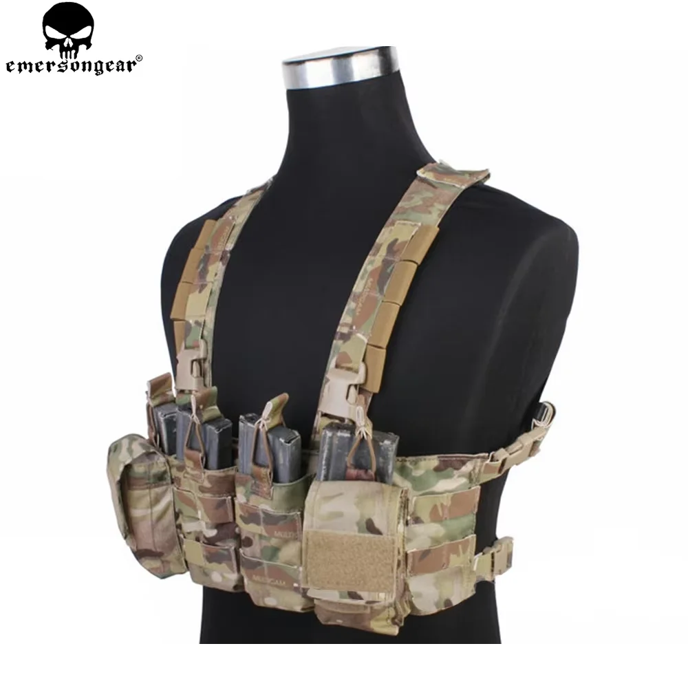 Emersongear-Chaleco de aparejo de pecho fácil, chaleco de combate táctico con bolsa para revistas, chaleco de Paintball de caza Airsoft, multicámara EM7450 - imagen 2