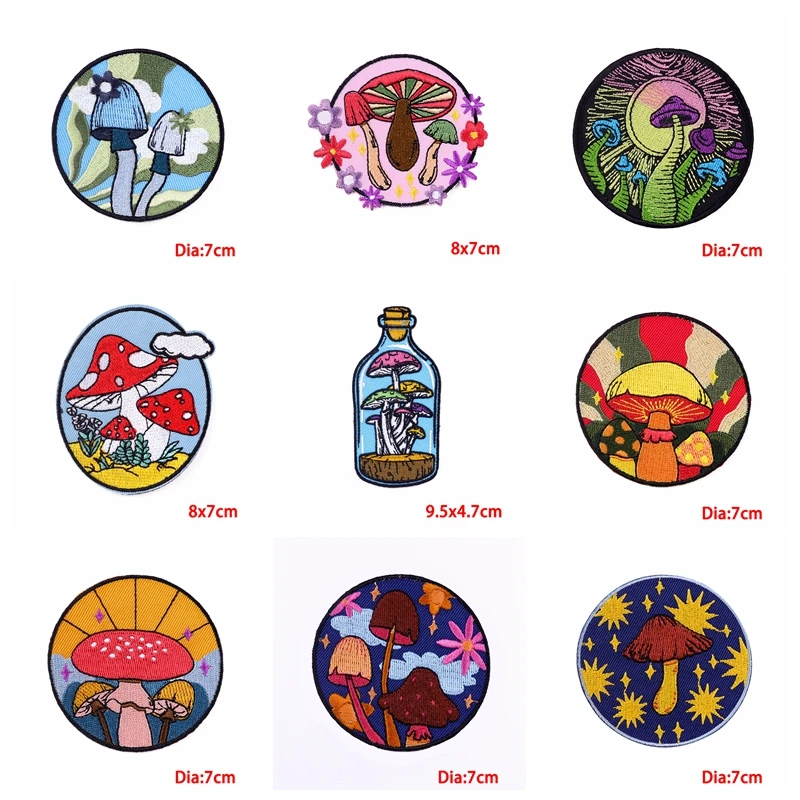 10 unids/lote parche de dibujos animados/champiñones parche bordado de sol y Luna parches para planchar para ropa parches de letras en ropa pegatina para coser - imagen 2