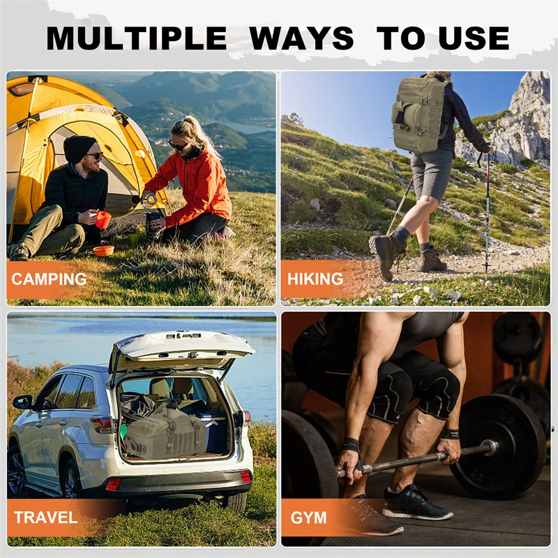 LQARMY 30L 45L 80L bolsa deportiva para gimnasio para hombre, mochila táctica impermeable, bolsas de viaje deportivas, mochilas Molle para acampar - imagen 3