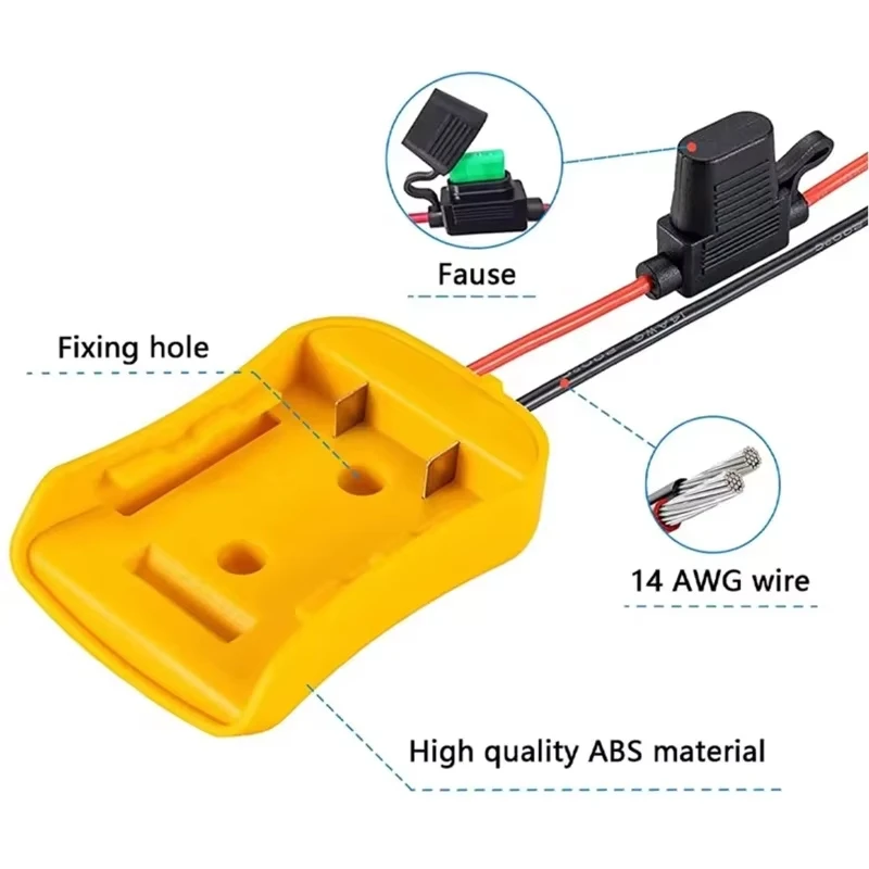 1 Uds. Adaptador de batería de 20V para Dewalt Power Wheel adaptador de batería cable convertidor de batería con conector de fusible - imagen 3