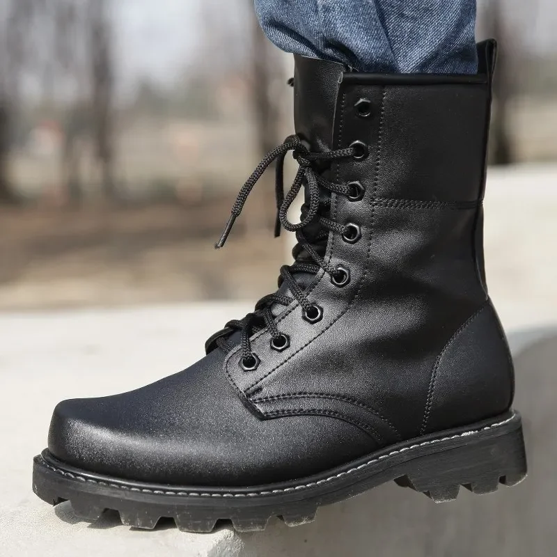 Zapatos de seguridad con punta de acero para hombre, botas de combate tácticas Bota, botas informales para hombre, zapatos de seguro a prueba de pinchazos, botas de motocicleta - imagen 3