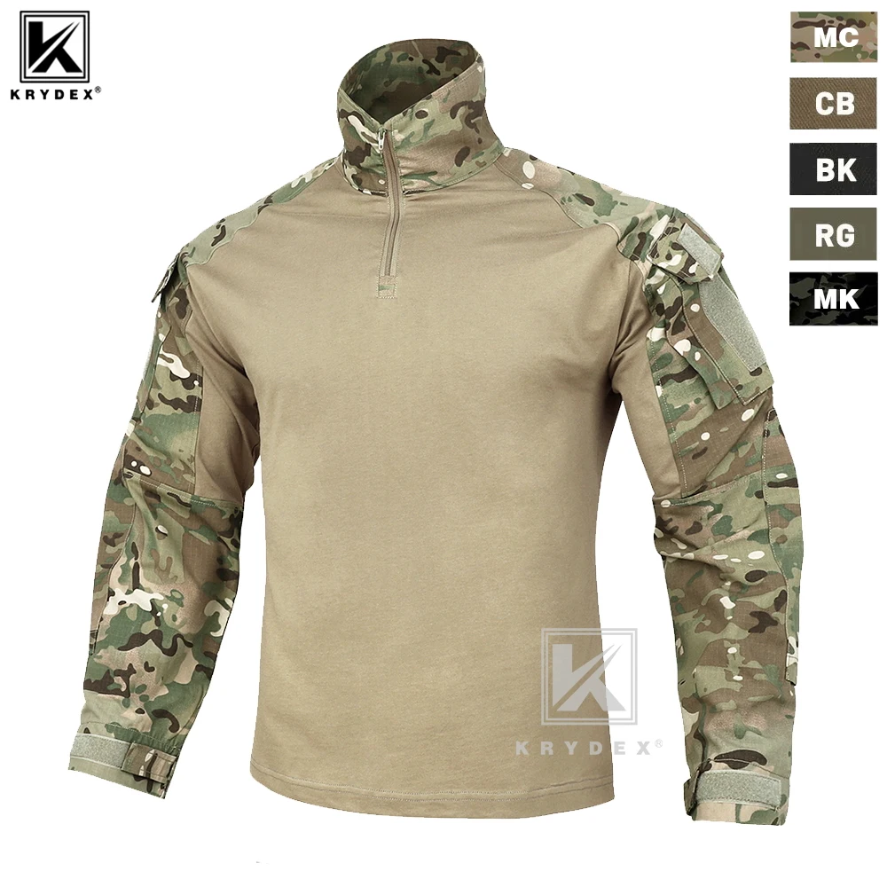 KRYDEX-camisa de combate con coderas para caza, Tops al aire libre, ropa táctica, MC Tiger, camisas a rayas - imagen 2
