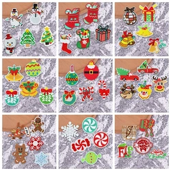 5 unids/set adornos navideños parches para planchar para ropa Santa Claus Joy Bell parche bordado apliques de regalo de Carnaval