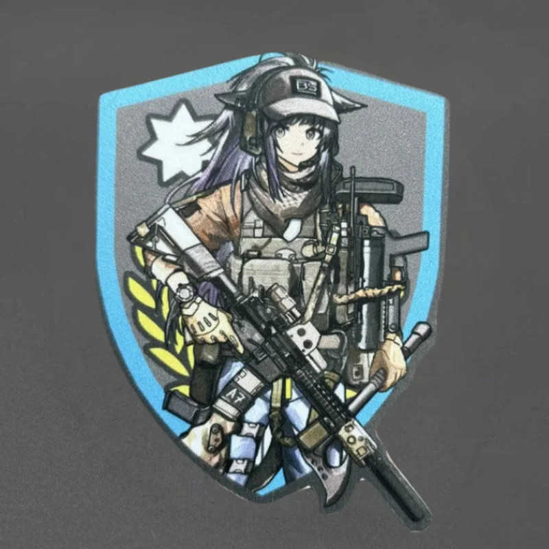 Parche de impresión de Anime Gun Girl, chaleco táctico, parches de gancho y bucle para ropa, insignia de moral militar, pegatinas para mochila, brazalete