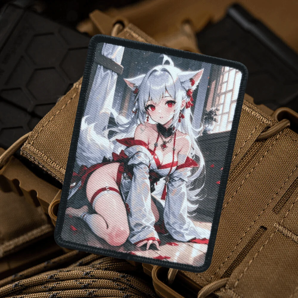 Anime zorro Hada chica impreso gancho y bucle emblema moral parche táctico insignia militar brazalete de combate mochila pegatinas - imagen 4