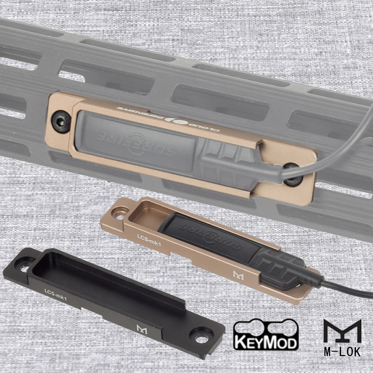Surefire-linterna de luz exploradora M600 M300, cinta remota, interruptor de almohadilla de presión, Mlok Keymod, accesorios de placas de montaje en riel de 20mm - imagen 5