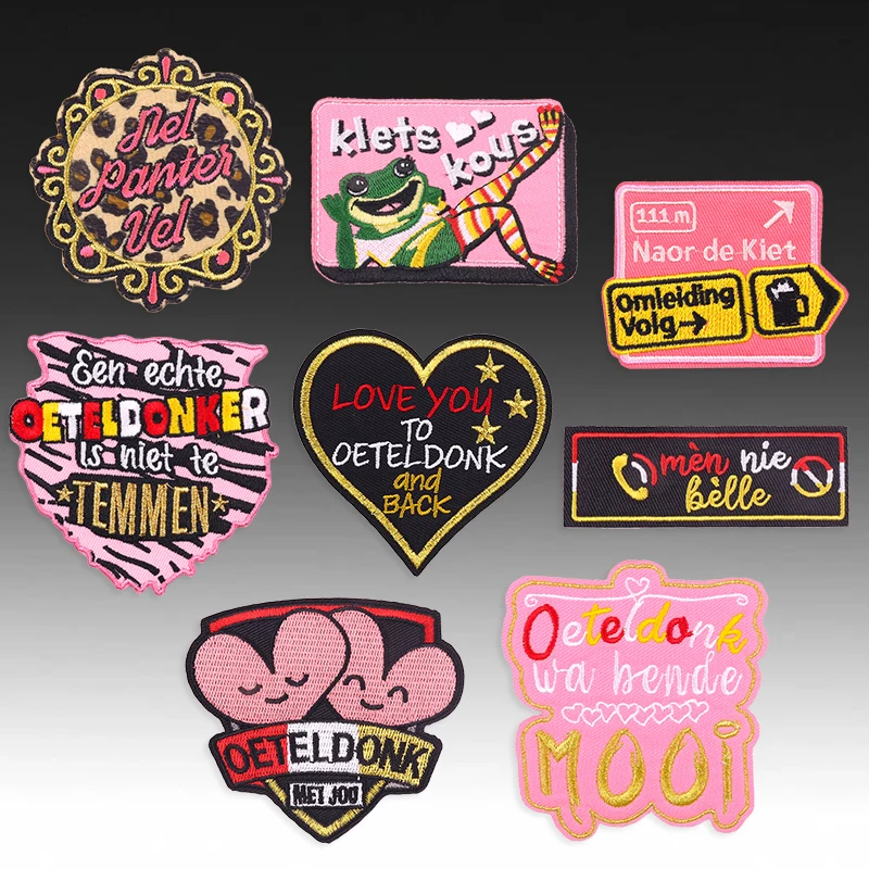 8 unids/set Oeteldonk emblema parches para planchar para ropa parches bordados de Carnaval de Países Bajos para ropa DIY apliques de costura - imagen 5