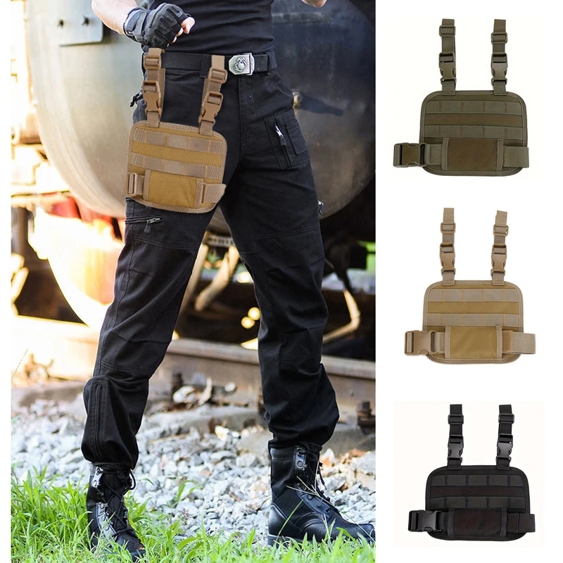 Plataforma de pierna caída táctica de nailon, Panel de aparejo de muslo Molle, adaptador de plataforma de muslo de pierna caída para caza al aire libre con hebilla de liberación rápida