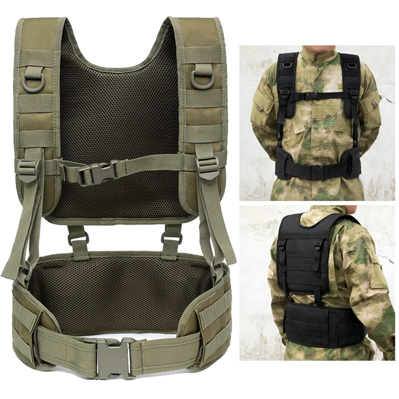 Chaleco militar Molle Modular para el pecho, chaleco táctico de camuflaje Airsoft, cinturón de combate acolchado, tirantes desmontables, Panel de pecho para exteriores