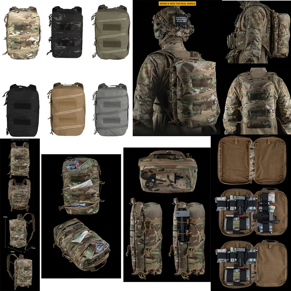 Bolsa DELTA estilo SS para caza al aire libre, mochila médica de asalto compacta táctica, pesca, Camping, motocicleta, Panel trasero multiusos