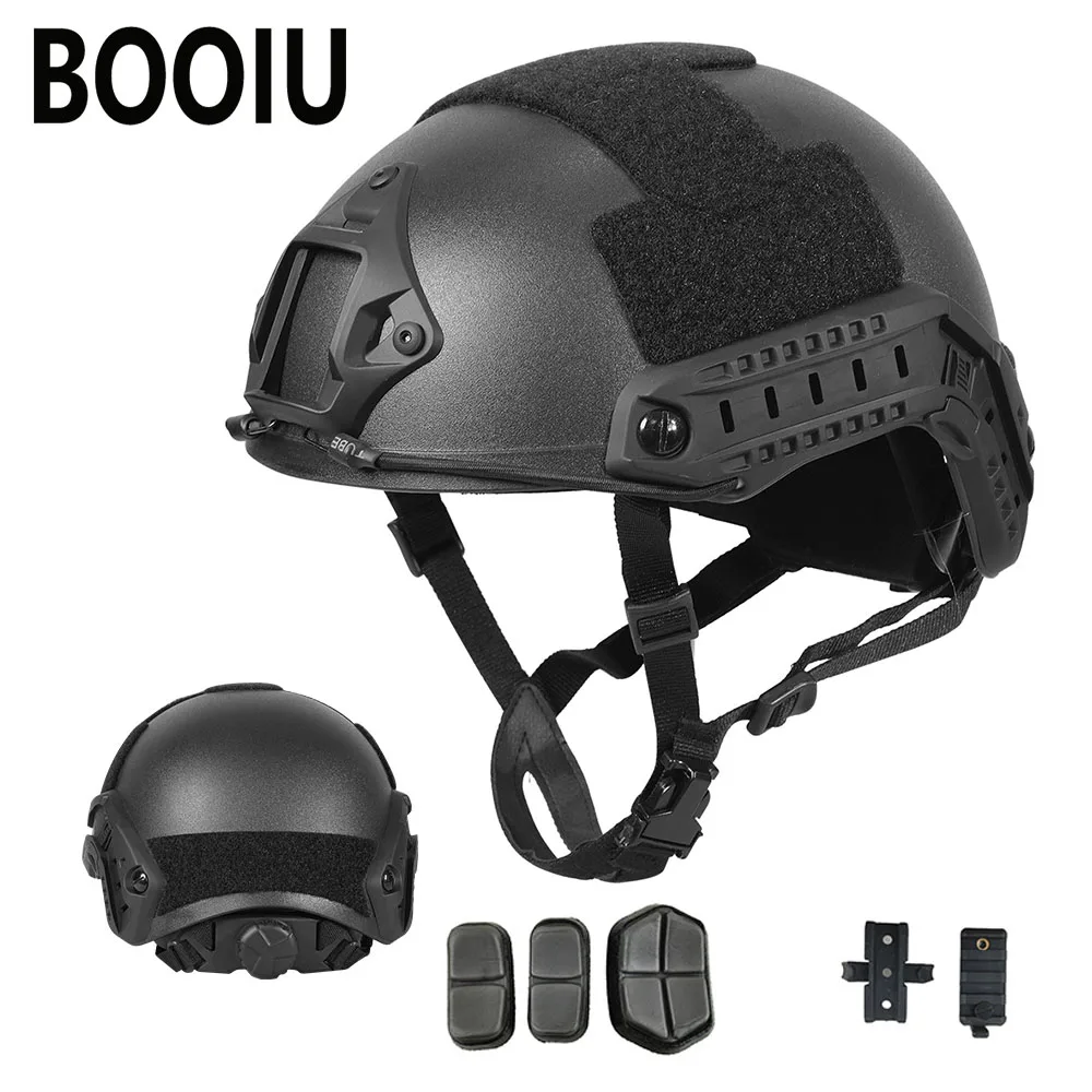 BOOIU-casco táctico rápido de gran tamaño, ABS, pistola de aire para exteriores, equipo de protección CS, cascos antidisturbios, casco protector para montar