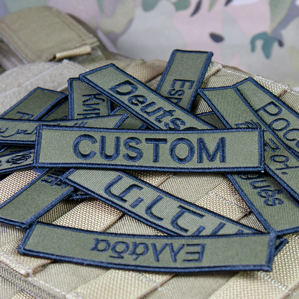 Parche bordado personalizado OD verde, cinta de nombre, marco de gancho y bucle, texto de múltiples fuentes, Color hebreo, cirílico, Rusia, España, Francia, Grecia - imagen 4