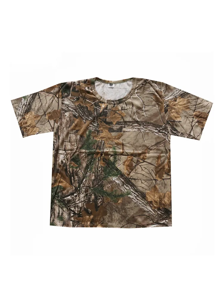 Camisa de verano de algodón completo con hojas muertas de pino, camuflaje, caza, pesca, camisa de manga corta para hombre, cómoda camisa para deportes al aire libre - imagen 2
