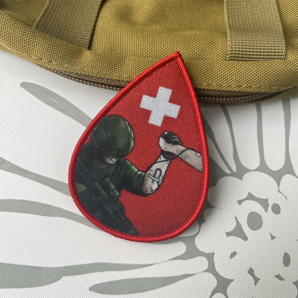 Parche táctico para donante de sangre, insignia de moral de Chevron, brazalete militar, parches de gancho y bucle impresos para ropa, pegatina para mochila - imagen 3