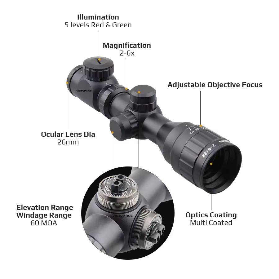 VictOptics Mira telescópica SFP con telémetro y retícula para rifle - imagen 2