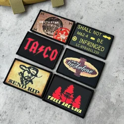 Parche táctico ENVIAR RIP, divertidas parches de gancho y bucle TACO, brazalete de Lava de árboles, insignia de moral del ejército militar, pegatinas para mochila