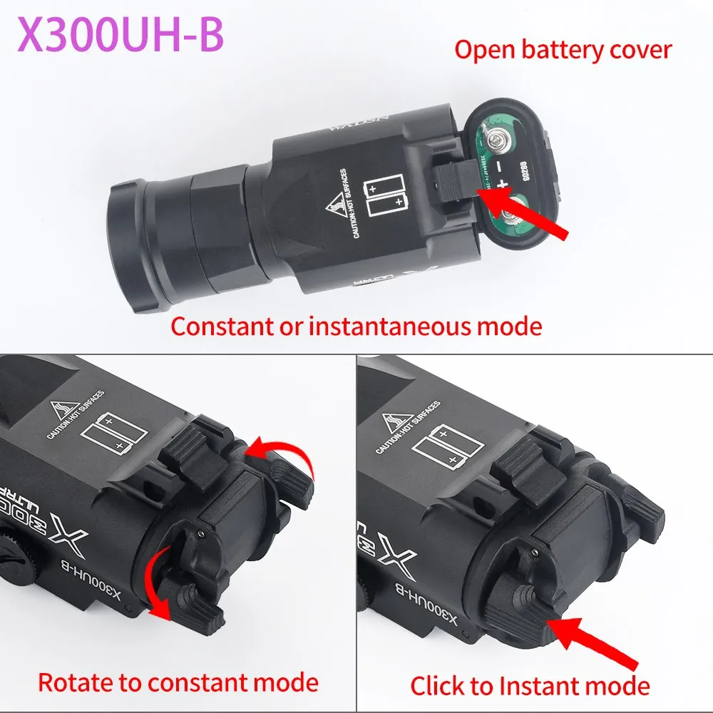 WADSN-Juego de linterna táctica para exteriores, XH35, X300Ultra, X300UH-B, X300U, interruptor de luz de explorador de caza, luz LED blanca, ajuste de riel de 20MM - imagen 4